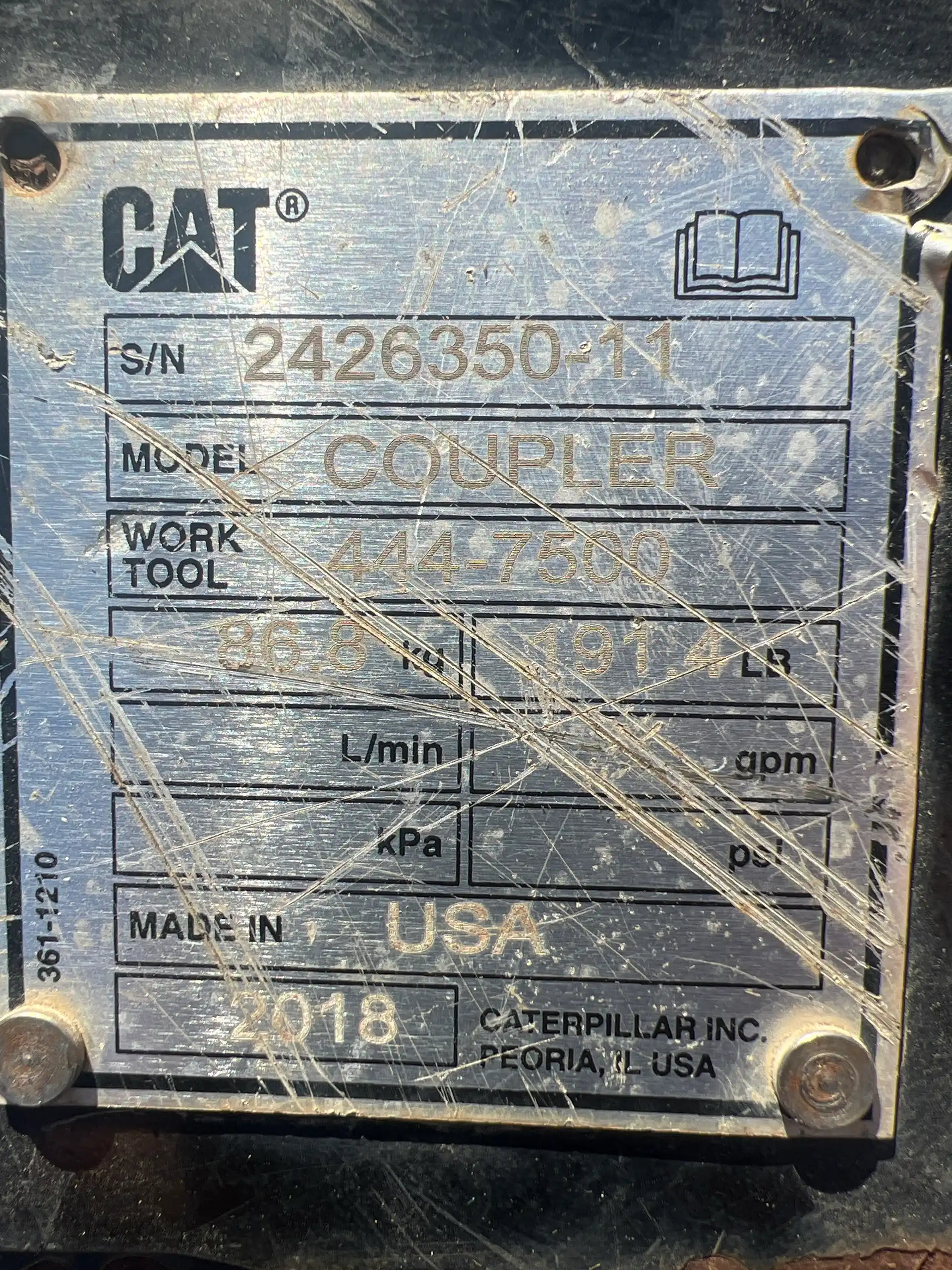 CAT 416, 420, 426, 430 Manual CAT Quick Coupler. image 6